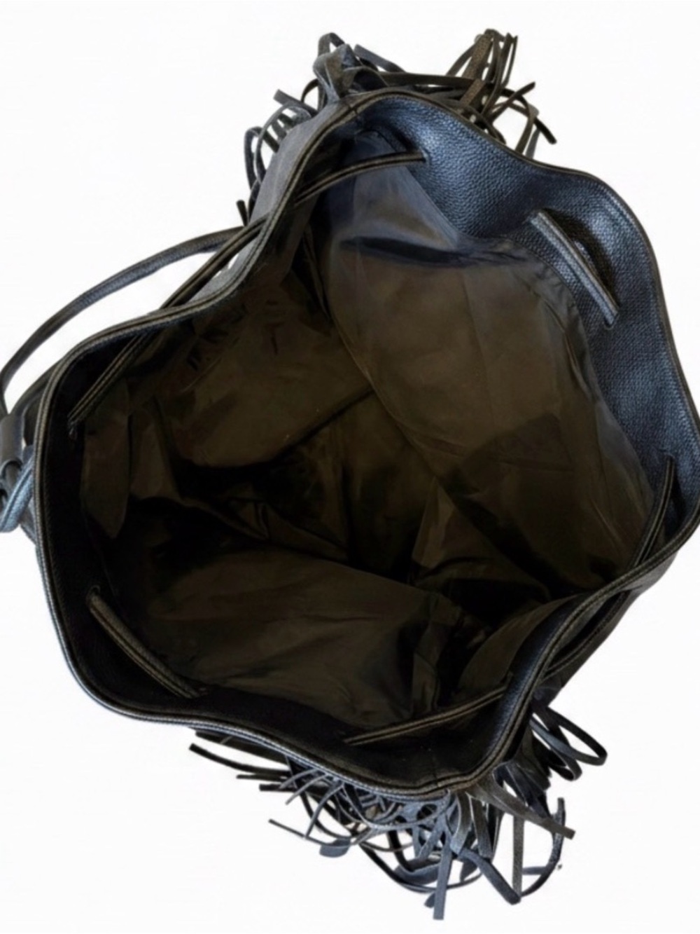 Victoria's Secret Black Fringe Drawstring Backpack - Picture 5 of 5